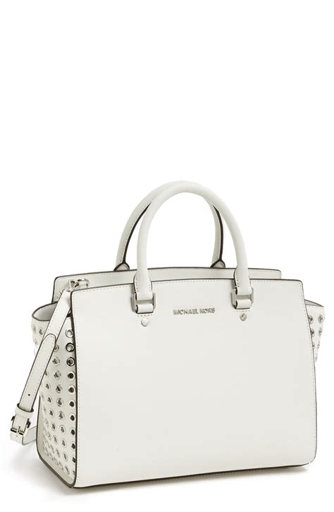 michael kors large selma satchel white|Michael Kors selma bag.